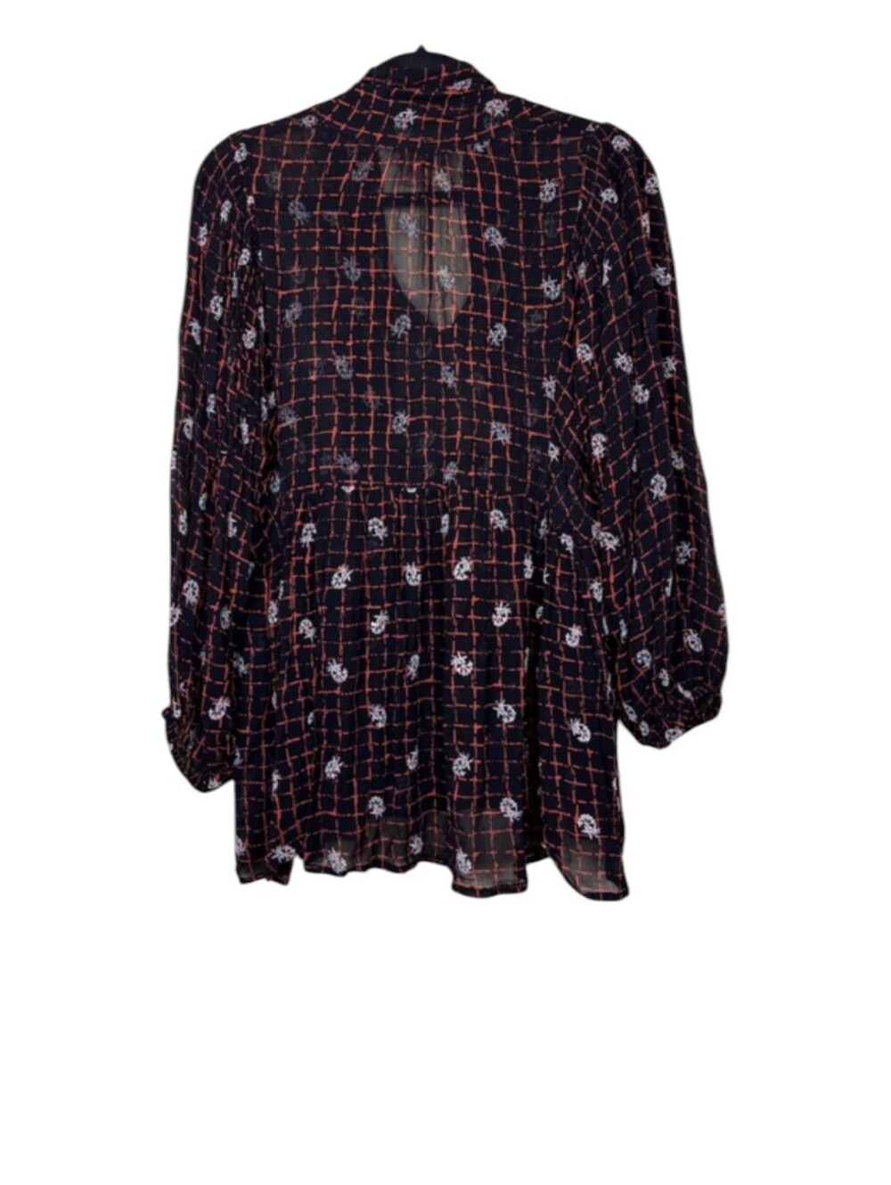 Anthropologie Not So Serious Sheer Tie Blouse Women's M Long Sleeve Boho - Picture 5 of 7